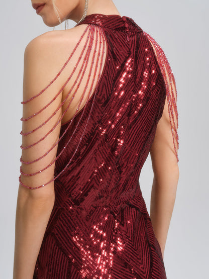 Komple Pullu Dar Kesim Uzun Elbise