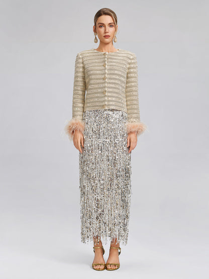 Taşlı Tüylü Ceket