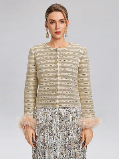 Taşlı Tüylü Ceket