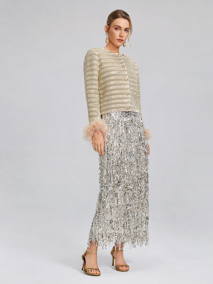 Taşlı Tüylü Ceket