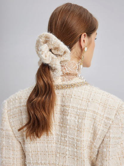 İki Renkli Kareli Tüvit El İşlemeli Çiçekli Ceket (Toka Dahil)