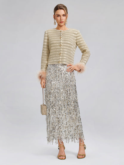 Taşlı Tüylü Ceket