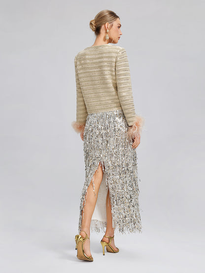 Taşlı Tüylü Ceket