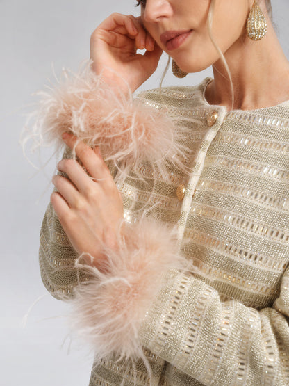 Taşlı Tüylü Ceket