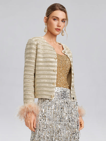 Taşlı Tüylü Ceket