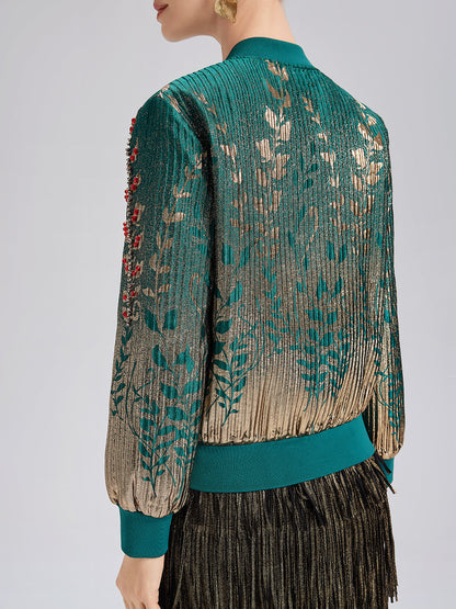 El İşlemeli Boncuklu Renk Geçişli Kolej Ceketi