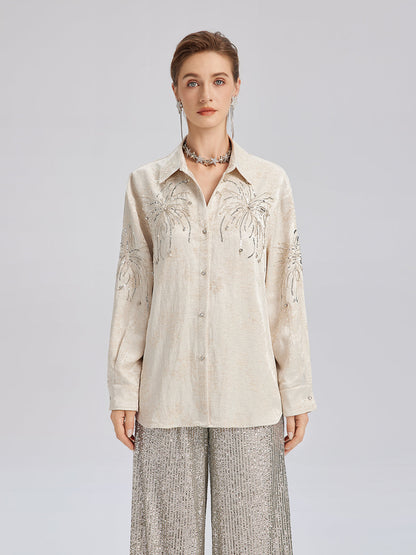 El İşlemeli Nakışlı Jakar Gömlek