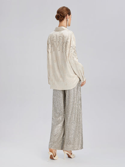 El İşlemeli Nakışlı Jakar Gömlek