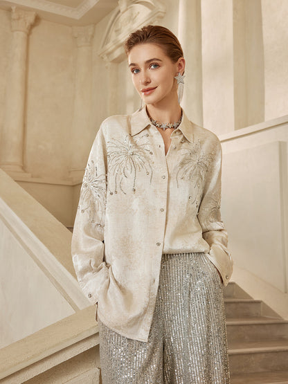 El İşlemeli Nakışlı Jakar Gömlek