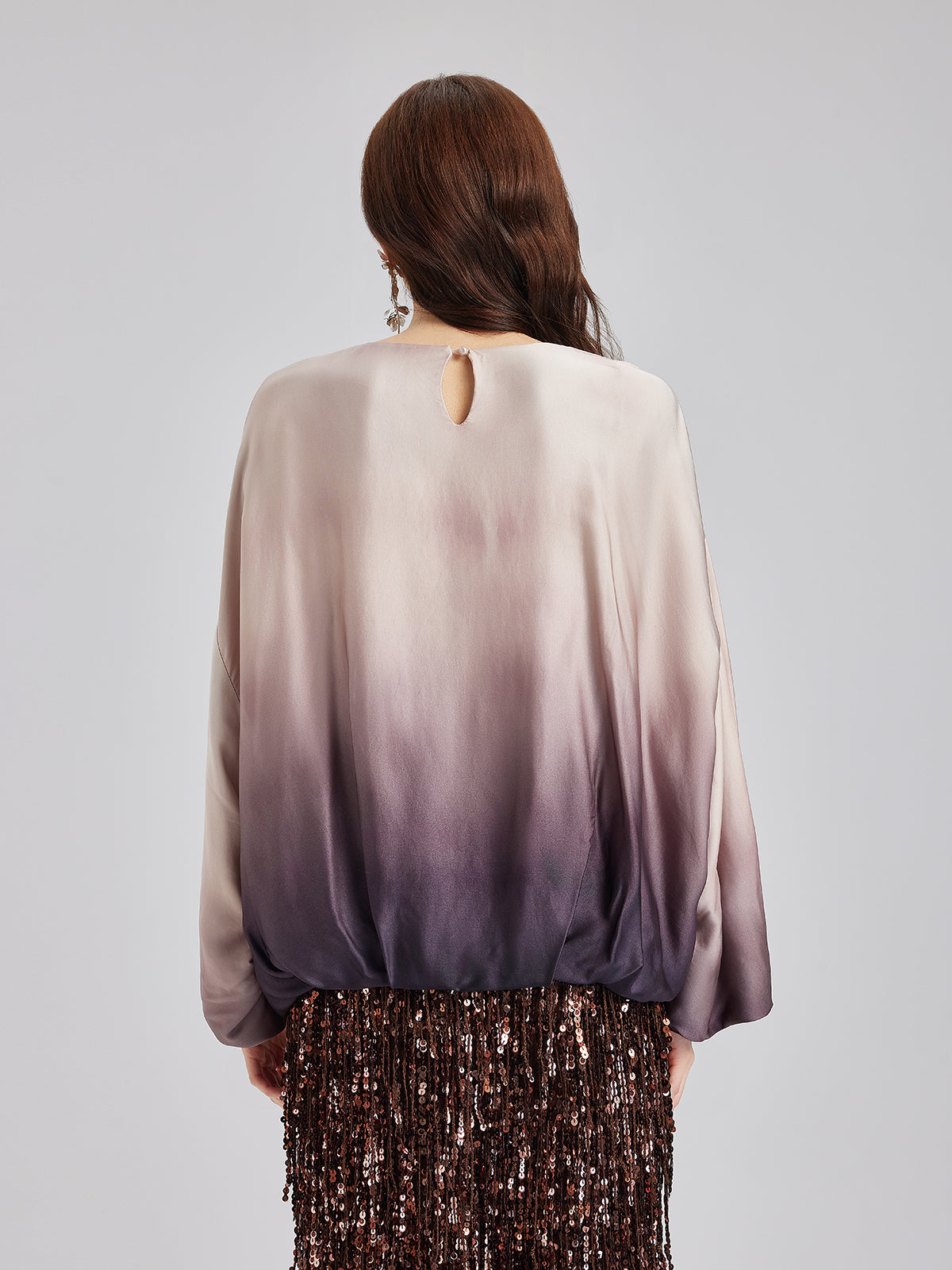 Sade Lüks Renk Geçişli Şık Pileli Bluz