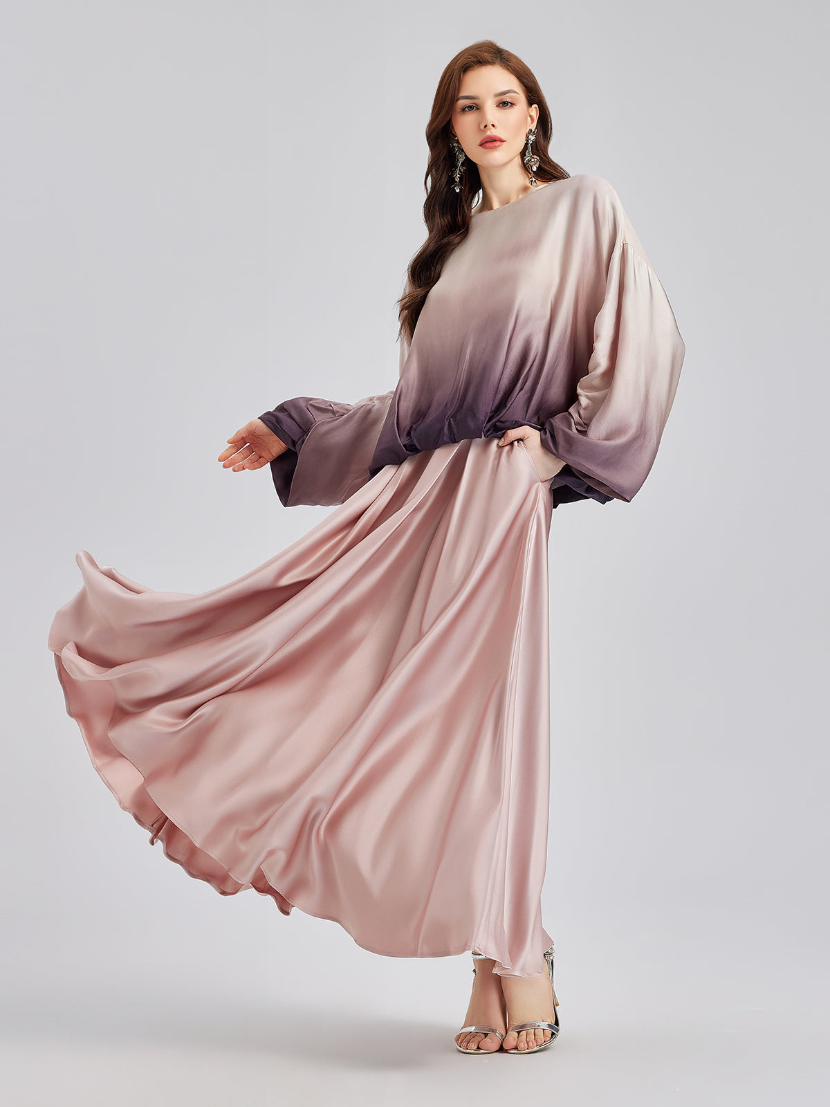 Sade Lüks Renk Geçişli Şık Pileli Bluz