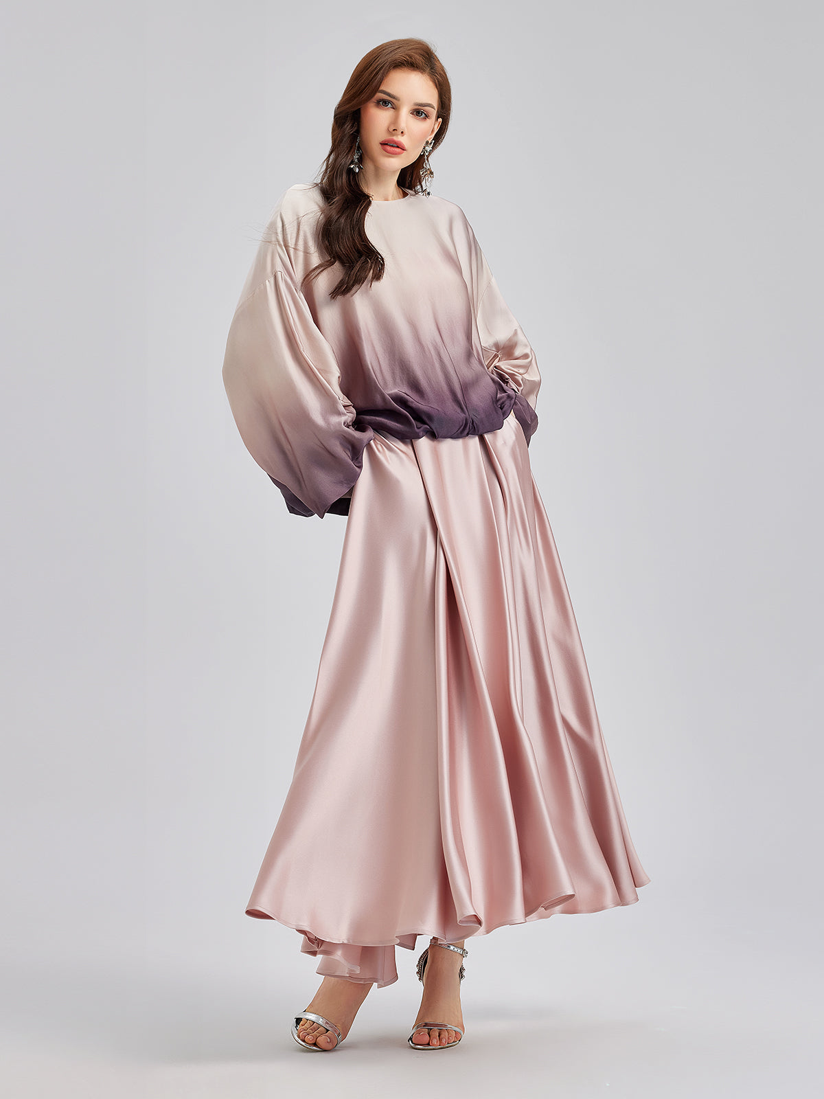 Sade Lüks Renk Geçişli Şık Pileli Bluz