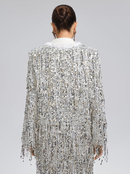 Pullu Boncuklu Püsküllü Kısa Ceket