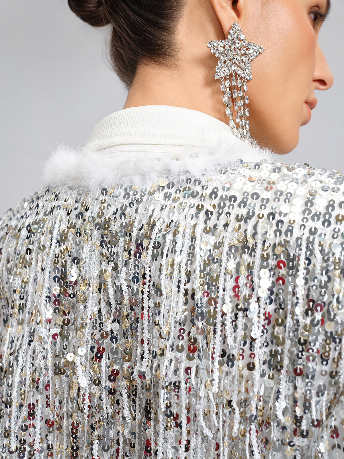 Pullu Boncuklu Püsküllü Kısa Ceket