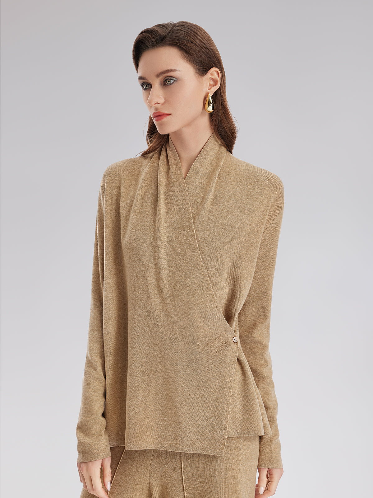 Birinci Sınıf Kaşmir Çapraz Yaka Kruvaze Bluz