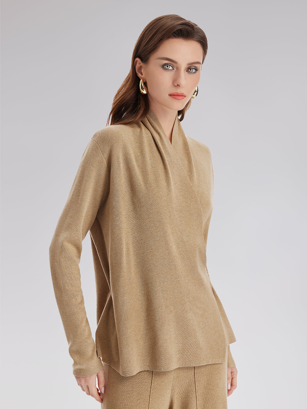 Birinci Sınıf Kaşmir Çapraz Yaka Kruvaze Bluz