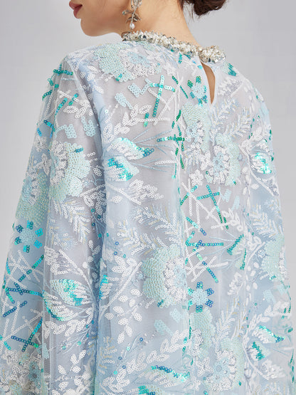 Fransız Özel Nakışlı Pullu Pelerin Bluz