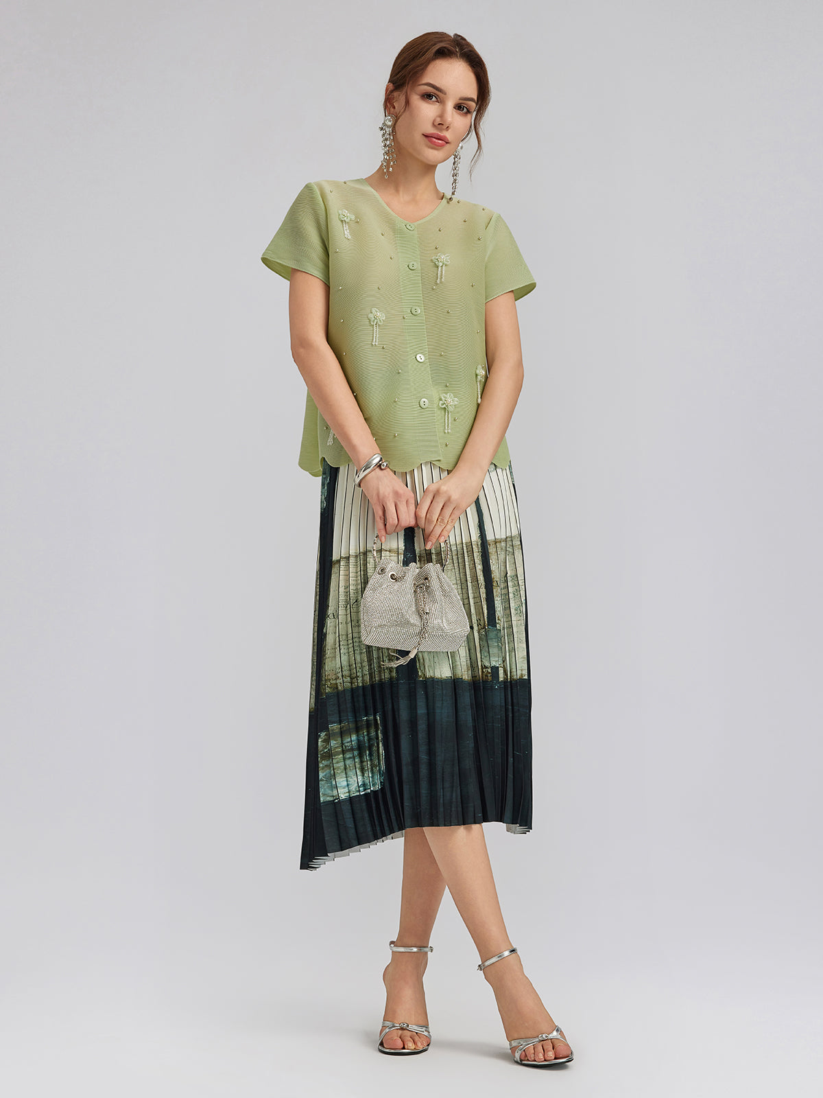 Sanatsal Pileli Beli Lastikli Etek