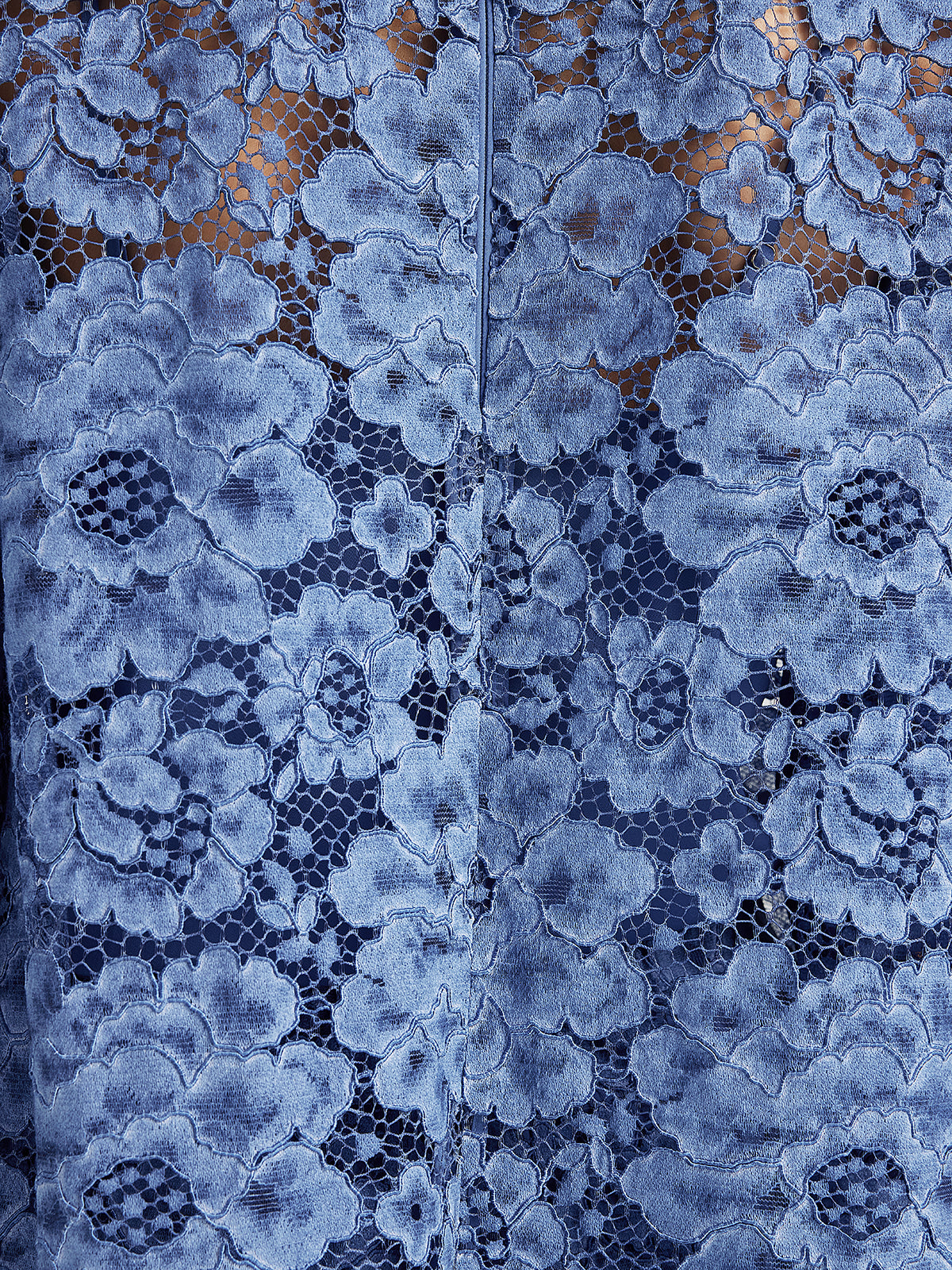 Retro Mavi Yıkamalı Dantelli Bluz