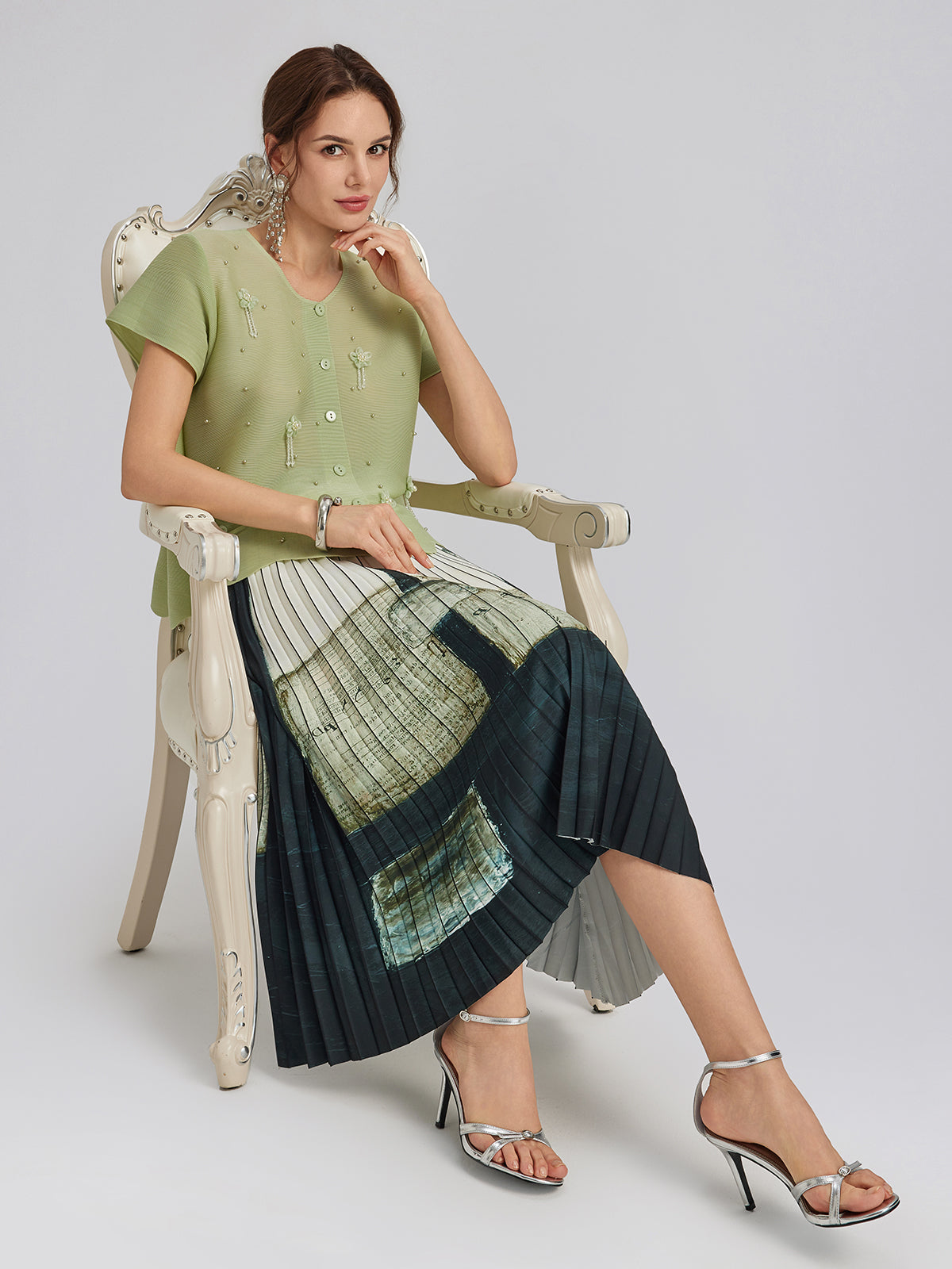 Sanatsal Pileli Beli Lastikli Etek