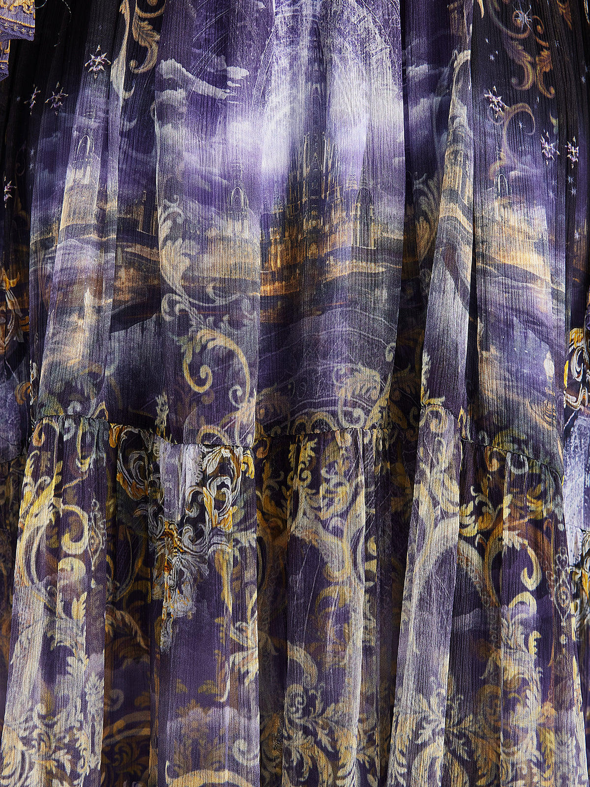 İpek Kristal Taşlı Barok Desenli Elbise