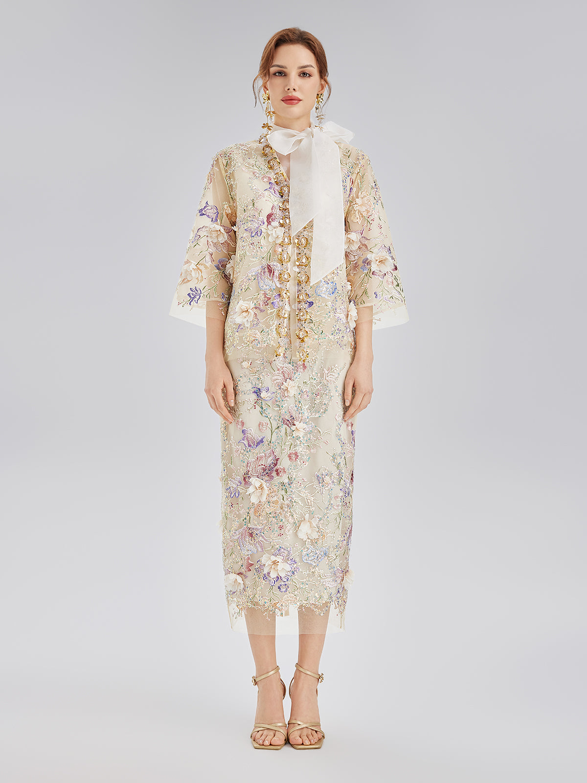 El Yapımı 3 Boyutlu Çiçekli Boncuk Nakışlı Etek