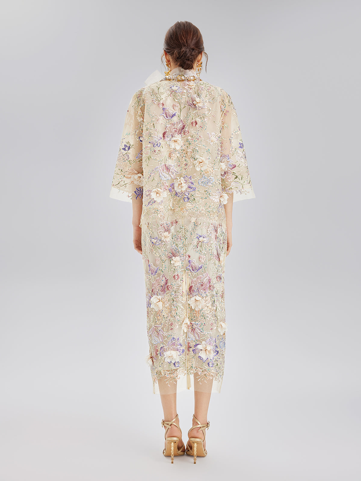 El Yapımı 3 Boyutlu Çiçekli Boncuk Nakışlı Etek