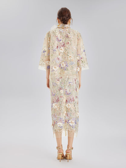 El Yapımı 3 Boyutlu Çiçekli Boncuk Nakışlı Etek