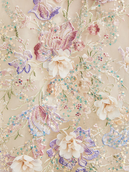 El Yapımı 3 Boyutlu Çiçekli Boncuk Nakışlı Ceket