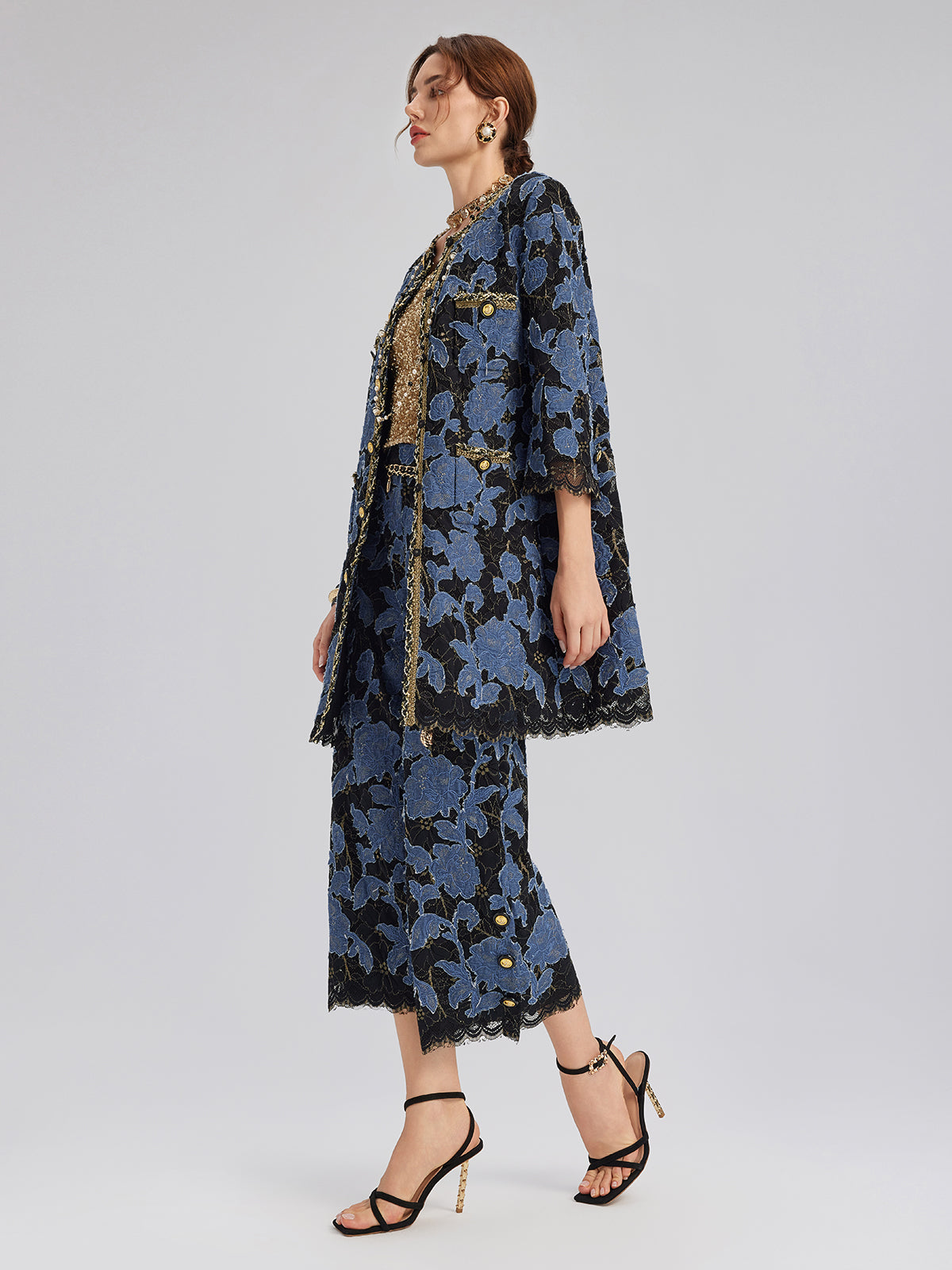 El İşlemesi Kurdeleli Jakar Dantel Bol Pantolon