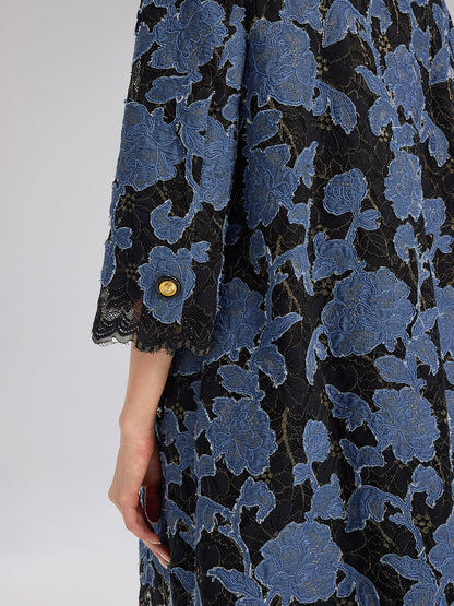 El İşlemesi Kurdeleli Jakar Dantel Ceket