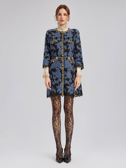 El İşlemesi Kurdeleli Jakar Dantel Ceket