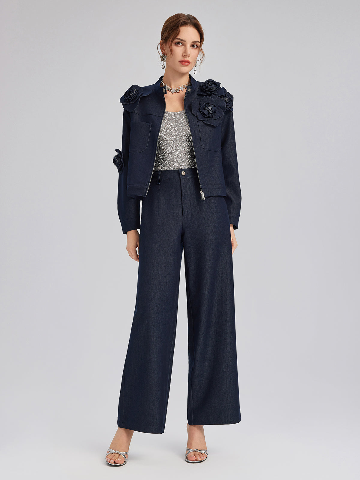 El Yapımı 3 Boyutlu Çiçekli Ceket