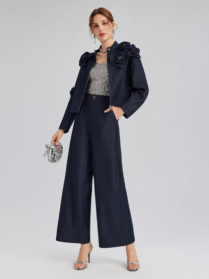 El Yapımı 3 Boyutlu Çiçekli Ceket