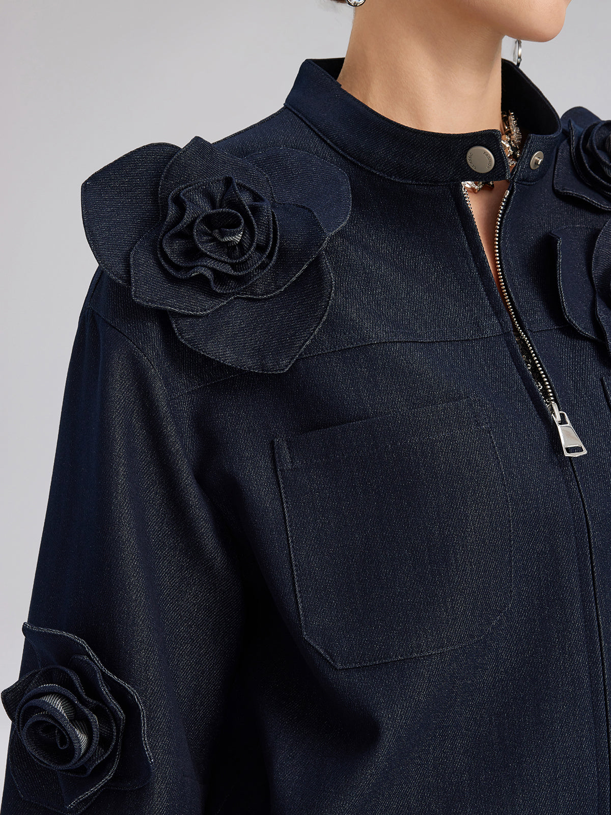 El Yapımı 3 Boyutlu Çiçekli Ceket