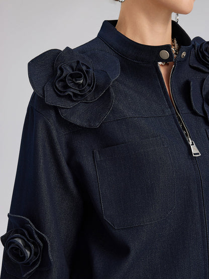 El Yapımı 3 Boyutlu Çiçekli Ceket