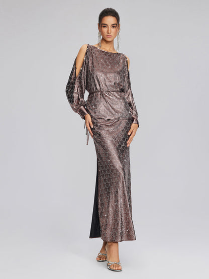 Omzu Açık Taşlı Bluz