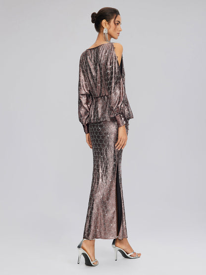 Omzu Açık Taşlı Bluz