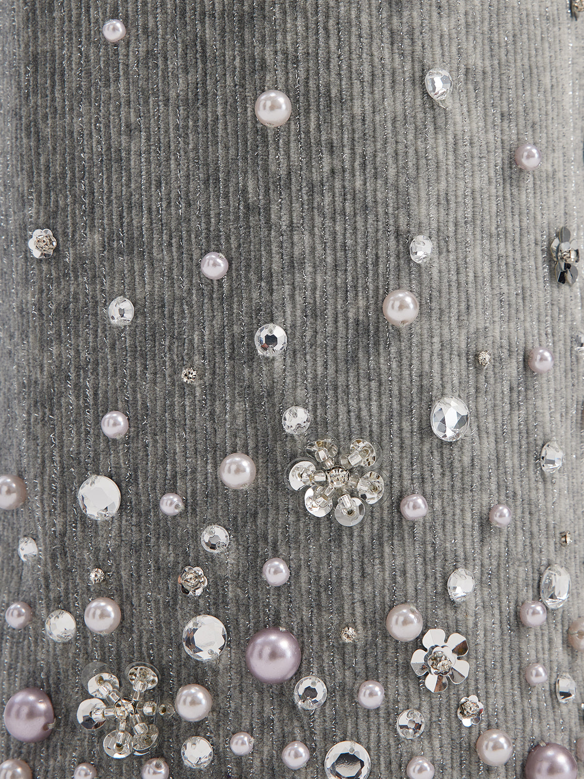 Şönil Fitilli Boncuklu Düz Pantolon