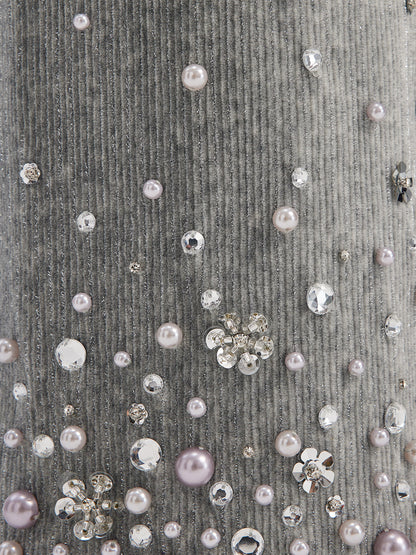 Şönil Fitilli Boncuklu Kapüşonlu Fermuarlı Ceket