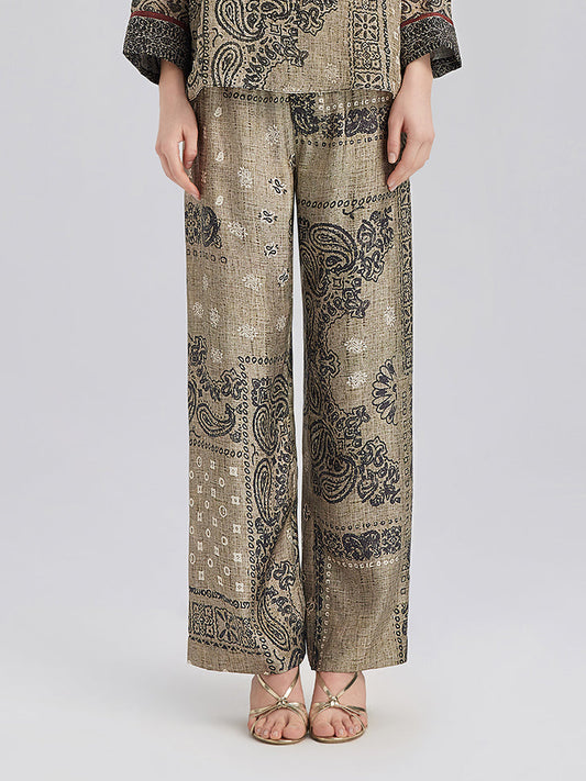 Bohem İpek Şal Desenli Pantolon