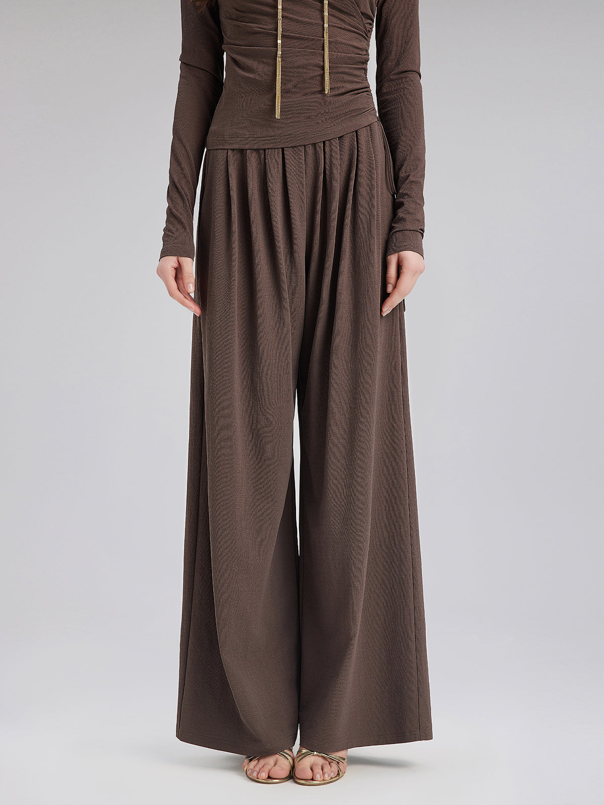 Rahat Bol Kesim Düz Triko Pantolon