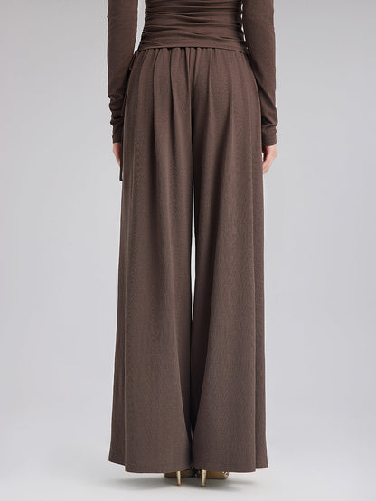 Rahat Bol Kesim Düz Triko Pantolon