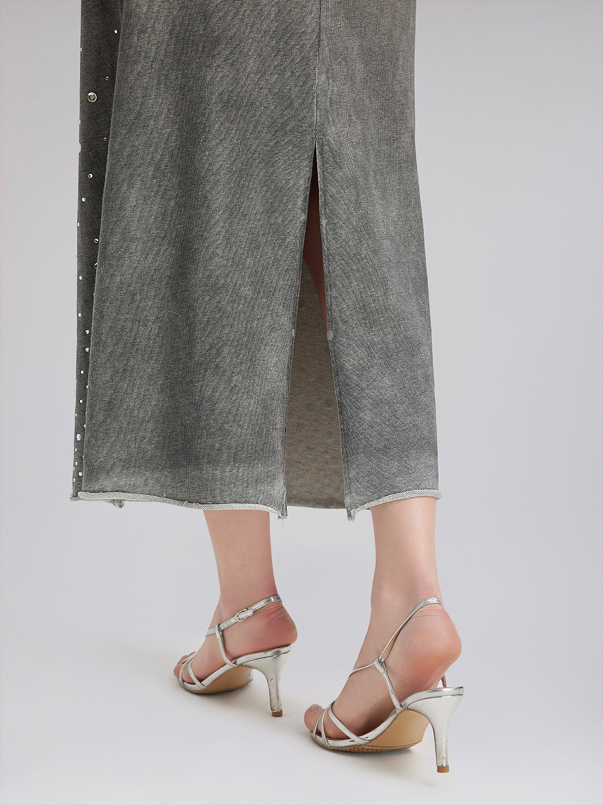 Renk Geçişli Kaplama Taşlı Triko Etek