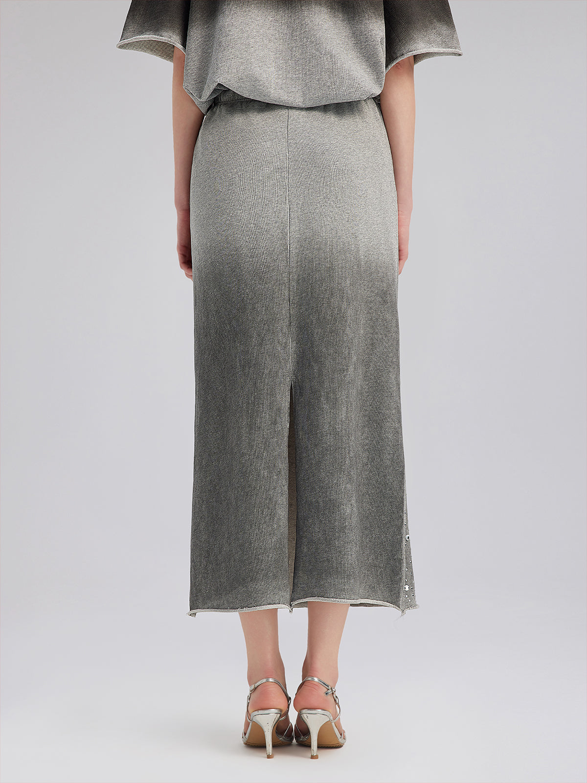 Renk Geçişli Kaplama Taşlı Triko Etek