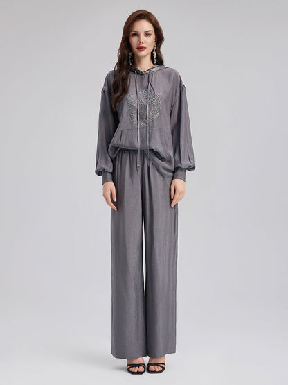 Rahat Asetat Düz Pantolon