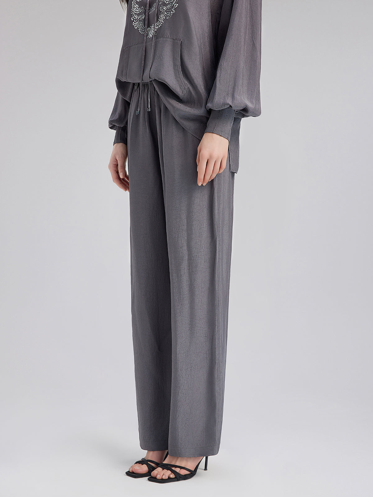 Rahat Asetat Düz Pantolon