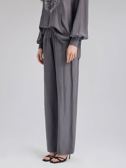 Rahat Asetat Düz Pantolon