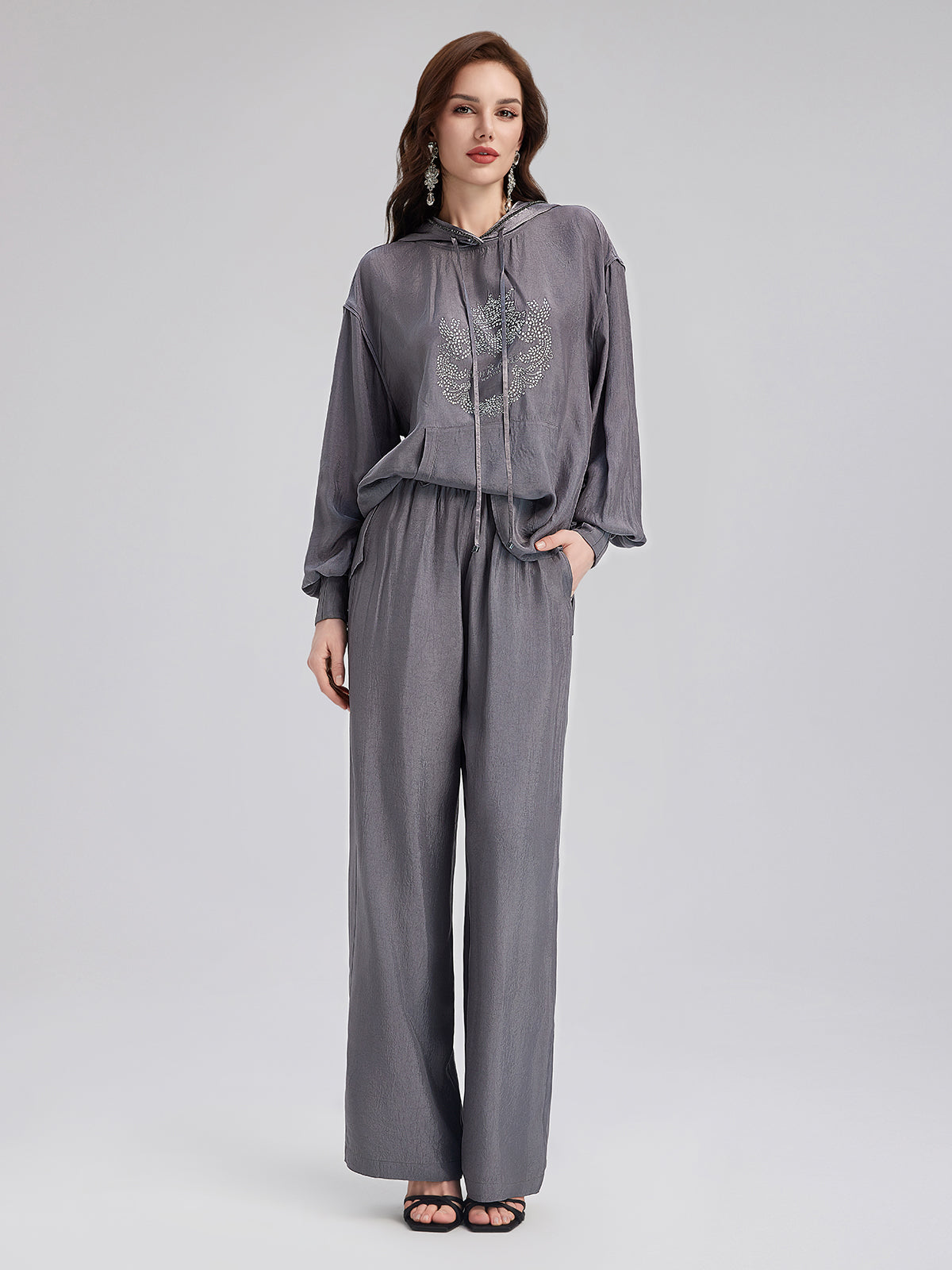 Rahat Asetat Düz Pantolon