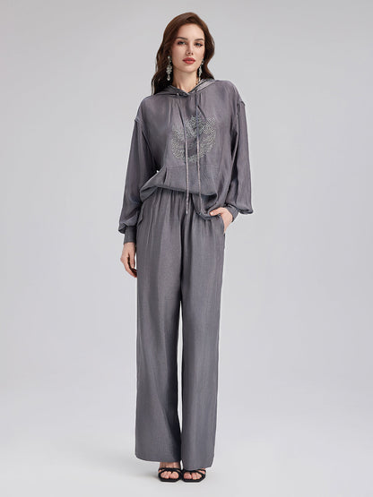 Rahat Asetat Düz Pantolon